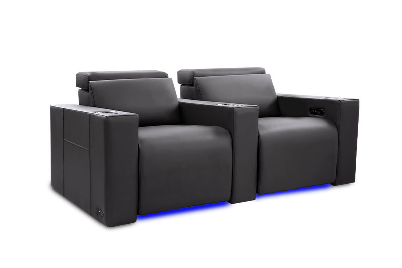 Valencia Barcelona Ultimate Leather Home Theater Seating Row of 2, Graphite