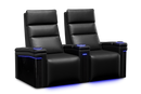 Valencia 2025 New Monza Leather Home Theater Seating With Carbon Fiber Panel Row of 2, Black