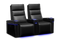 Valencia 2025 New Monza Leather Home Theater Seating With Carbon Fiber Panel Row of 2, Black