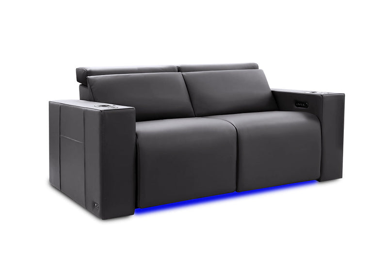 Valencia Barcelona Ultimate Leather Home Theater Seating Row of 2 Loveseat, Graphite
