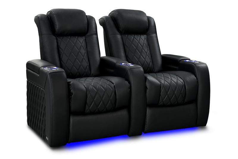 Valencia 2025 New Tuscany Slim Ultimate Luxury Leather Home Theater Seating Row of 2, Onyx