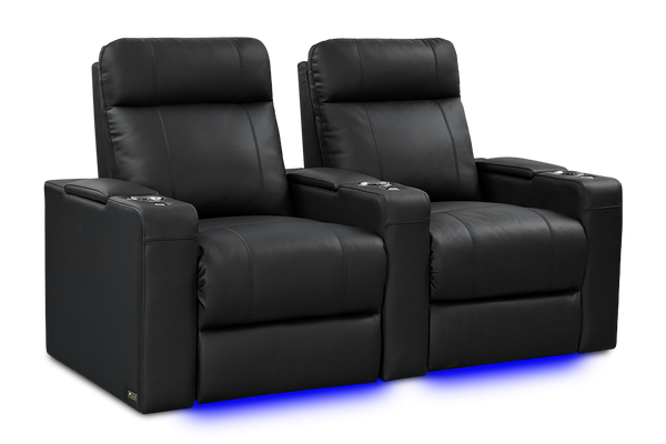 Valencia Piacenza Luxury Leather Home Theater Seating Row of 2, Onyx