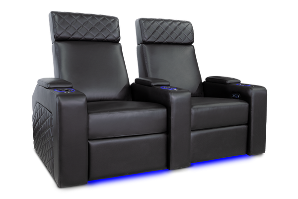 Valencia Zurich Leather Home Theater Seating Row of 2, Black