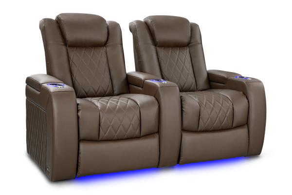 Valencia Tuscany Vegan Leather Home Theater Seating Row of 2, Dark Truffle