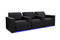 Valencia Barcelona Leather Home Theater Seating Row of 3, Midnight Black