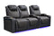 Valencia 2025 New Oslo Ultimate Luxury Leather Home Theater Seating Row of 3 Loveseat Left, Onyx with Gold Stitching