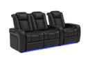 Valencia 2025 New Tuscany Leather Home Theater Seating Row of 3 Loveseat Left, Midnight Black
