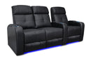 Valencia Verona Leather Home Theater Seating Row of 3 Loveseat Left, Black
