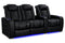 Valencia 2025 New Tuscany Heat & Massage Leather Home Theater Seating Row of 3 Loveseat Left, Midnight Black