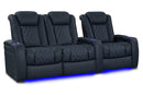 Valencia 2025 New Tuscany XL Luxury Leather Home Theater Seating Row of 3 Loveseat Left, Moonlight Blue
