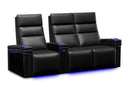 Valencia 2025 New Monza Leather Home Theater Seating With Carbon Fiber Panel Row of 3 Loveseat Right, Black