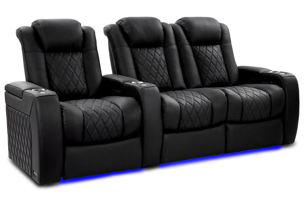 Valencia 2025 New Tuscany Ultimate Luxury Leather Home Theater Seating Row of 3 Loveseat Right, Onyx