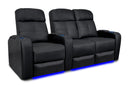 Valencia Verona Leather Home Theater Seating Row of 3 Loveseat Right, Black