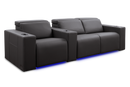Valencia Barcelona Grand Leather Home Theater Seating Row of 3 Loveseat Right, Charcoal Grey