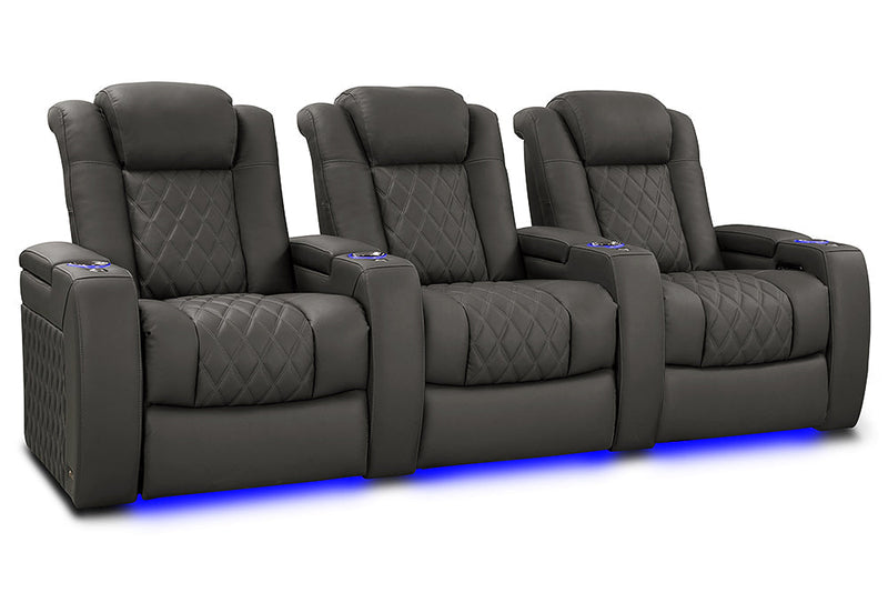 Valencia 2025 New Tuscany XL Luxury Leather Home Theater Seating Row of 3, Graphite