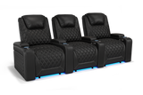 Valencia 2025 New Oslo Leather Home Theater Seating Row of 3, Midnight Black