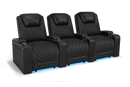 Valencia 2025 New Oslo Leather Home Theater Seating Row of 3, Midnight Black