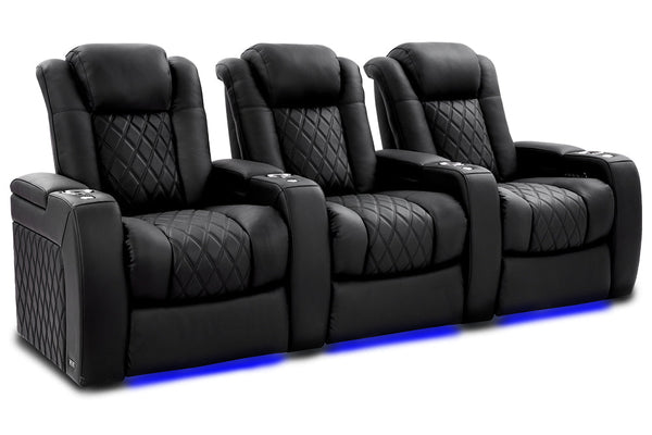 Valencia 2025 New Tuscany Ultimate Luxury Leather Home Theater Seating Row of 3, Onyx