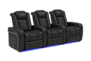 Valencia 2025 New Tuscany Leather Home Theater Seating Row of 3, Midnight Black