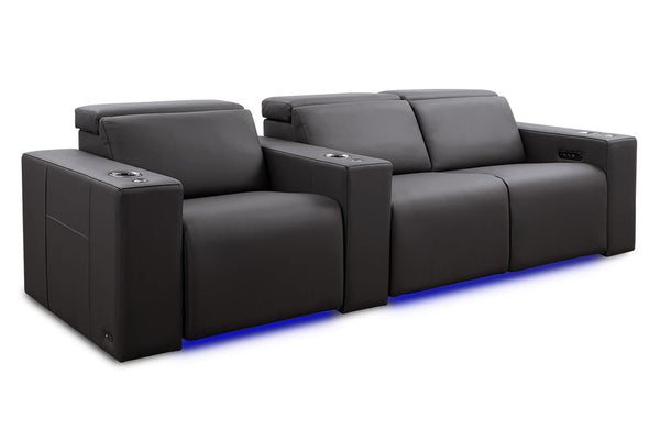 Valencia 2025 New Barcelona Grand Ultimate Leather Home Theater Seating Row of 3 Loveseat Right, Graphite