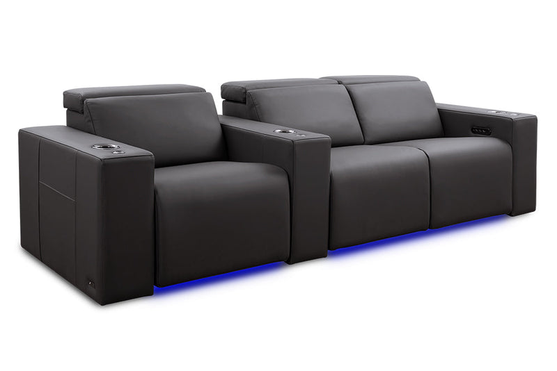 Valencia 2025 New Barcelona Grand Ultimate Leather Home Theater Seating Row of 3 Loveseat Right, Graphite