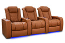 Valencia 2025 New Tuscany Ultimate Luxury Leather Home Theater Seating Row of 3, Royal Cognac