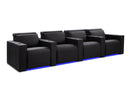 Valencia Barcelona Leather Home Theater Seating Row of 4, Midnight Black