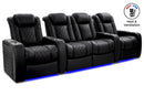 Valencia 2025 New Tuscany Ultimate Luxury Heat & Ventilation Leather Home Theater Seating Row of 4 Loveseat Center, Onyx
