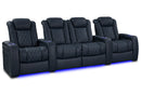Valencia 2025 New Tuscany Luxury Leather Home Theater Seating Row of 4 Loveseat Center, Moonlight Blue