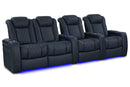 Valencia 2025 New Tuscany Luxury Leather Home Theater Seating Row of 4 Loveseat Left, Moonlight Blue