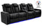 Valencia 2025 New Tuscany Ultimate Luxury Heat & Ventilation Leather Home Theater Seating Row of 4 Loveseat Left, Onyx