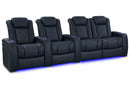 Valencia 2025 New Tuscany Luxury Leather Home Theater Seating Row of 4 Loveseat Right, Moonlight Blue