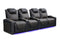 Valencia 2025 New Oslo Ultimate Luxury Leather Home Theater Seating Row of 4 Loveseat Right, Onyx with Gold Stitching