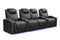 Valencia 2025 New Oslo Ultimate Luxury Leather Home Theater Seating Row of 4 Loveseat Center, Onyx with Gold Stitching