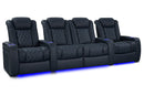Valencia 2025 New Tuscany XL Luxury Leather Home Theater Seating Row of 4 Loveseat Center, Moonlight Blue