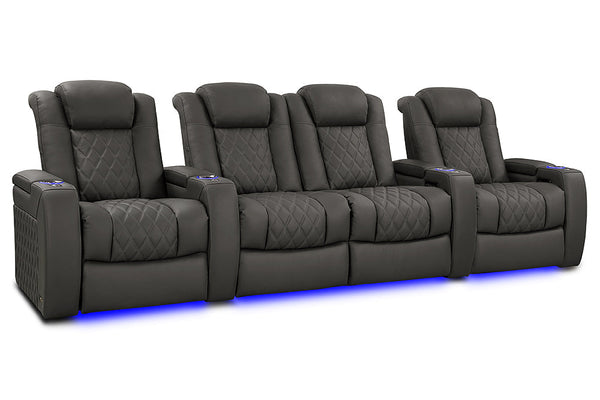 Valencia 2025 New Tuscany XL Luxury Leather Home Theater Seating Row of 4 Loveseat Center, Graphite