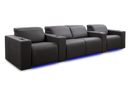 Valencia Barcelona Grand Leather Home Theater Seating Row of 4 Loveseat Center, Charcoal Grey