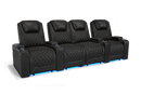 Valencia 2025 New Oslo Leather Home Theater Seating Row of 4 Loveseat Center, Midnight Black