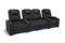 Valencia 2025 New Oslo Leather Home Theater Seating Row of 4 Loveseat Center, Midnight Black
