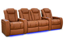 Valencia 2025 New Tuscany Ultimate Luxury Leather Home Theater Seating Row of 4 Loveseat Center, Royal Cognac