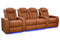 Valencia 2025 New Tuscany Ultimate Luxury Leather Home Theater Seating Row of 4 Loveseat Center, Royal Cognac