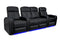 Valencia Verona Leather Home Theater Seating Row of 4 Loveseat Center, Black