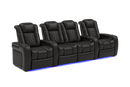 Valencia 2025 New Tuscany Leather Home Theater Seating Row of 4 Loveseat Center, Midnight Black