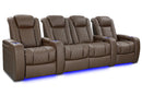 Valencia Tuscany Vegan Leather Home Theater Seating Row of 4 Loveseat Center, Dark Truffle