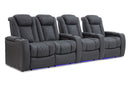 Valencia Tuscany Leather Home Theater Seating Row of 4 Loveseat Left, Charcoal Grey