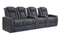 Valencia Tuscany Leather Home Theater Seating Row of 4 Loveseat Left, Charcoal Grey