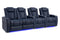 Valencia Tuscany Leather Home Theater Seating Row of 4 Loveseat Left, Navy Blue