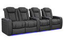 Valencia 2025 New Tuscany Luxury Leather Home Theater Seating Row of 4 Loveseat Left, Graphite