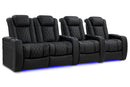 Valencia 2025 New Tuscany Luxury Leather Home Theater Seating Row of 4 Loveseat Left, Onyx