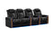 Valencia 2025 New Tuscany Executive Heat & Massage Leather Home Theater Seating Row of 4 Loveseat Left, Midnight Black